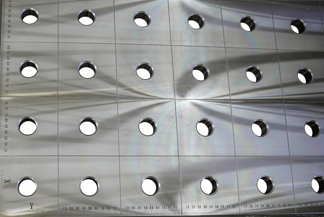 Varianta A – rastr 100×100 mm, otvory Ø28 po 100 mm horizontálně